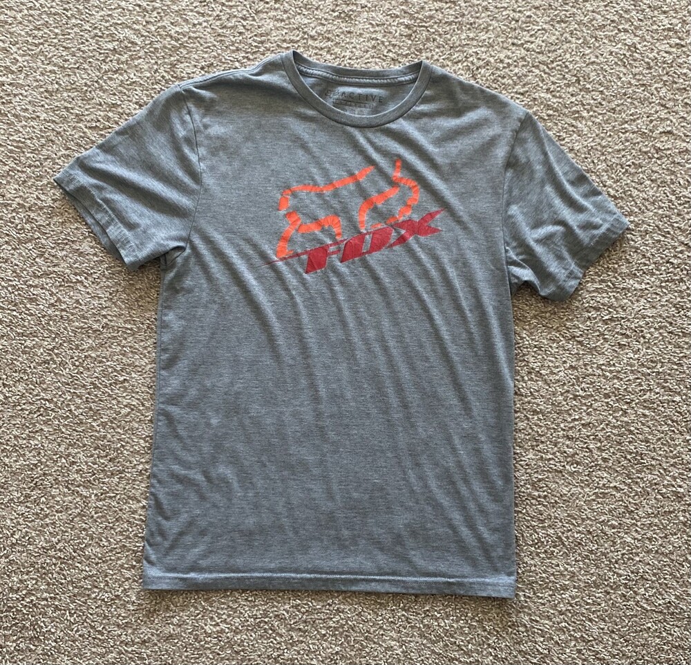 Fox Racing T-Shirt Men's Size Small Gray Standard Fit Short Sleeve Crew Neck